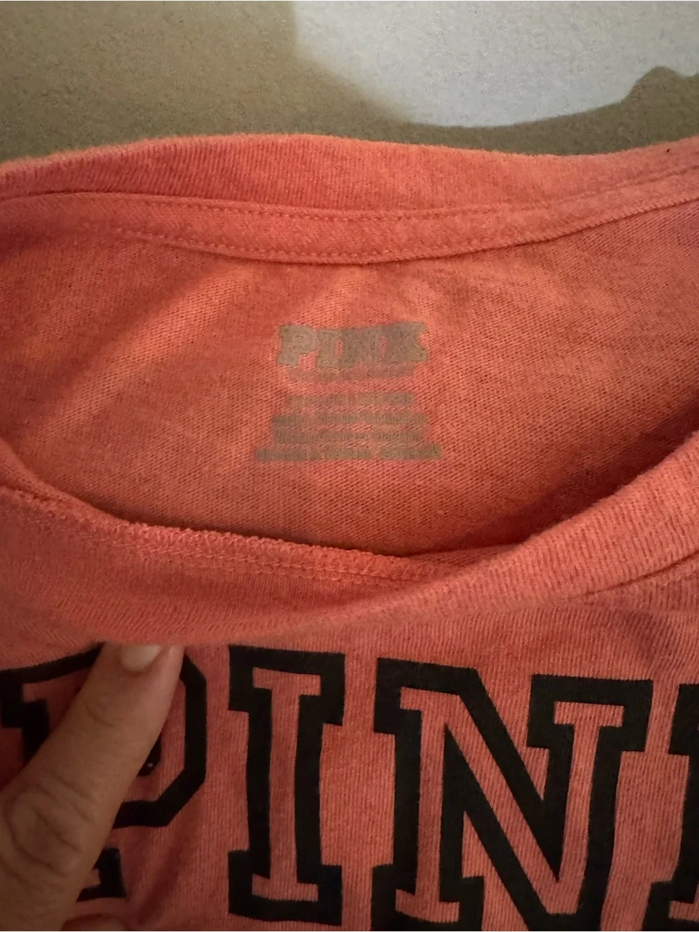 PINK Victoria's Secret Coral Tee with Black Logo